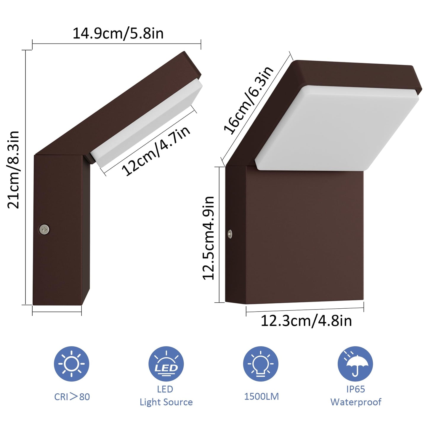 Aipsun Exterior Wall Sconce IP65 Outdoor Sconces Light LED Modern Porch Sconce Lights Outdoor Lights Wall Mount for Porch 3000K Warm Light (2 Pack)