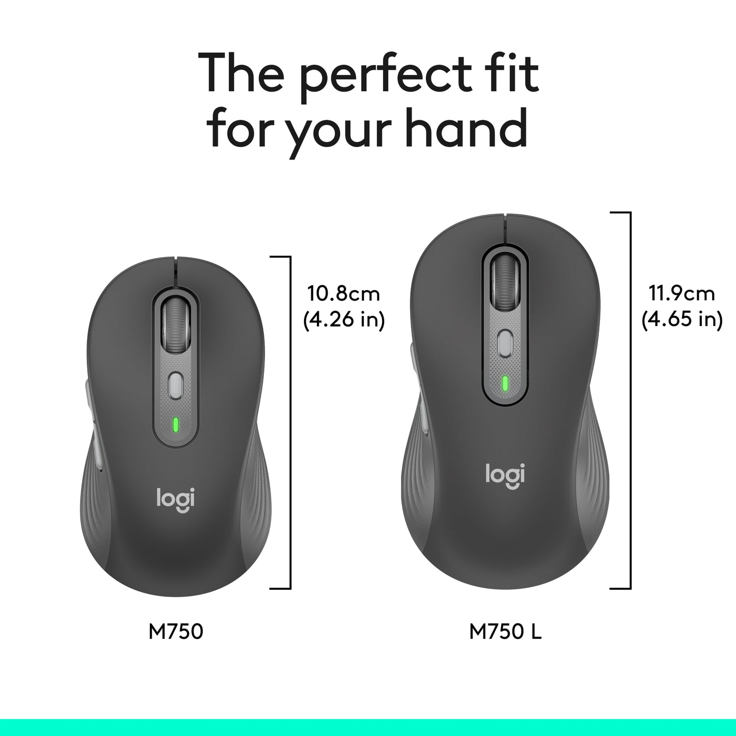 Logitech Signature Plus M750 Wireless Mouse – for Small to Medium Hands, SmartWheel, Bluetooth, Multi Device, 24-Month Battery, Silent Clicks, Customizable Side Buttons, Contoured Shape - Graphite