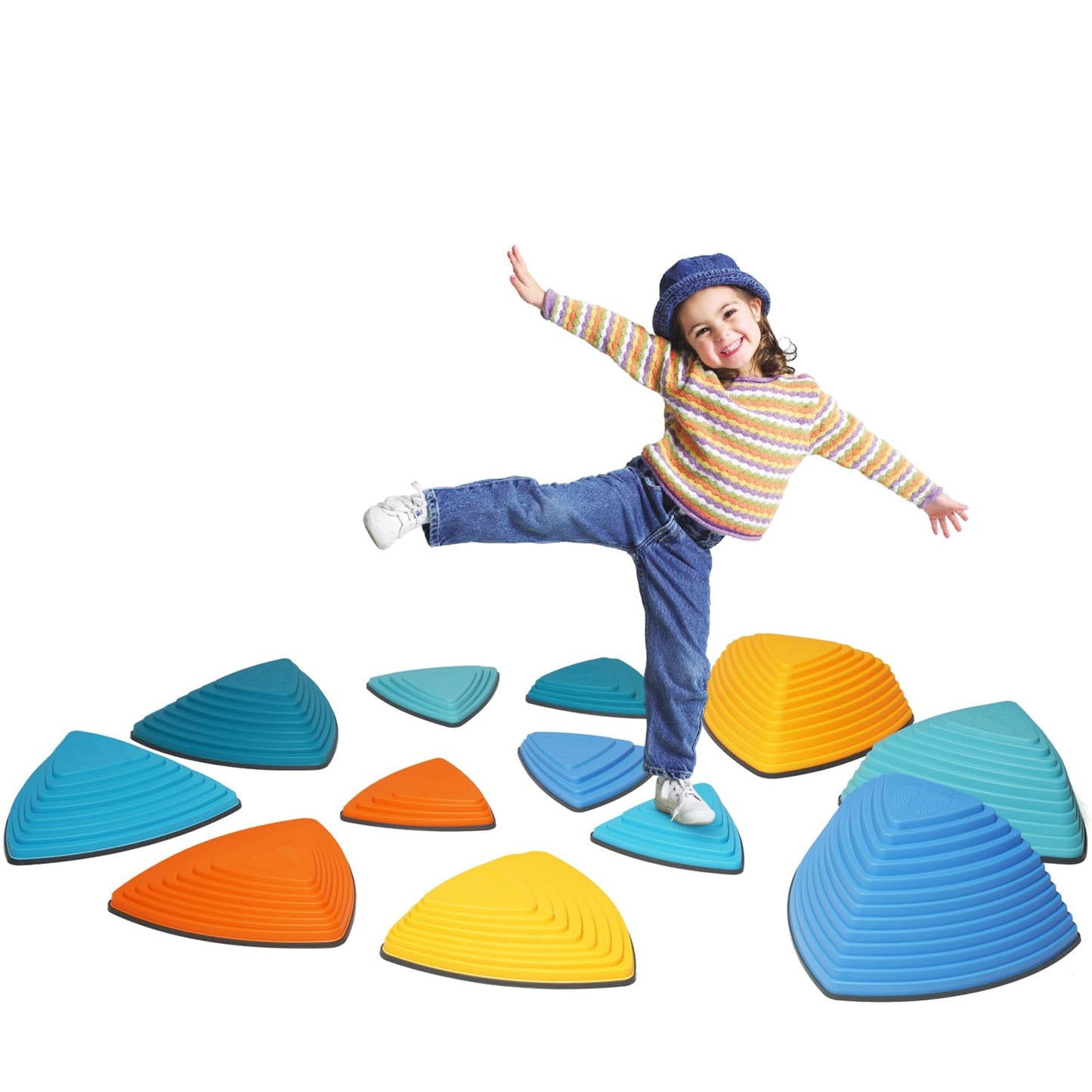Stepping Stones Kids 12Pcs Non-Slip Toddler Stepping Stones for Promoting Children's Coordination Skills Obstacle Courses Sensory Toys for Indoor & Outdoor (Blue)
