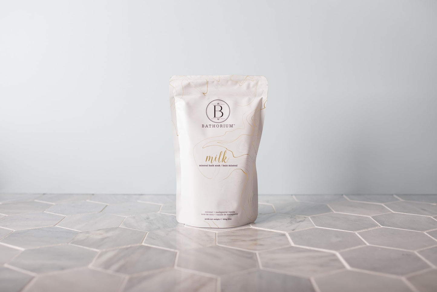 Bathorium Milk Mineral Bath Soak, Made with Coconut, Dead Sea Salt & Vanilla Bean CO2, Ideal for Hydration, Good for Sensitive Skin, 650g