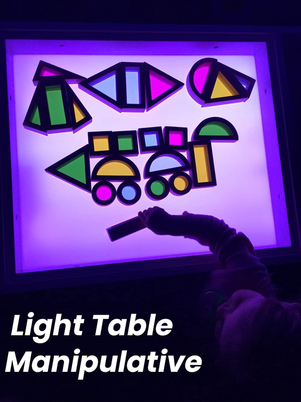 BOHS Rainbow Acrylic Blocks (24 pcs) - Wooden Toys for Toddlers Gift - Play on Light Table/Sunny Window