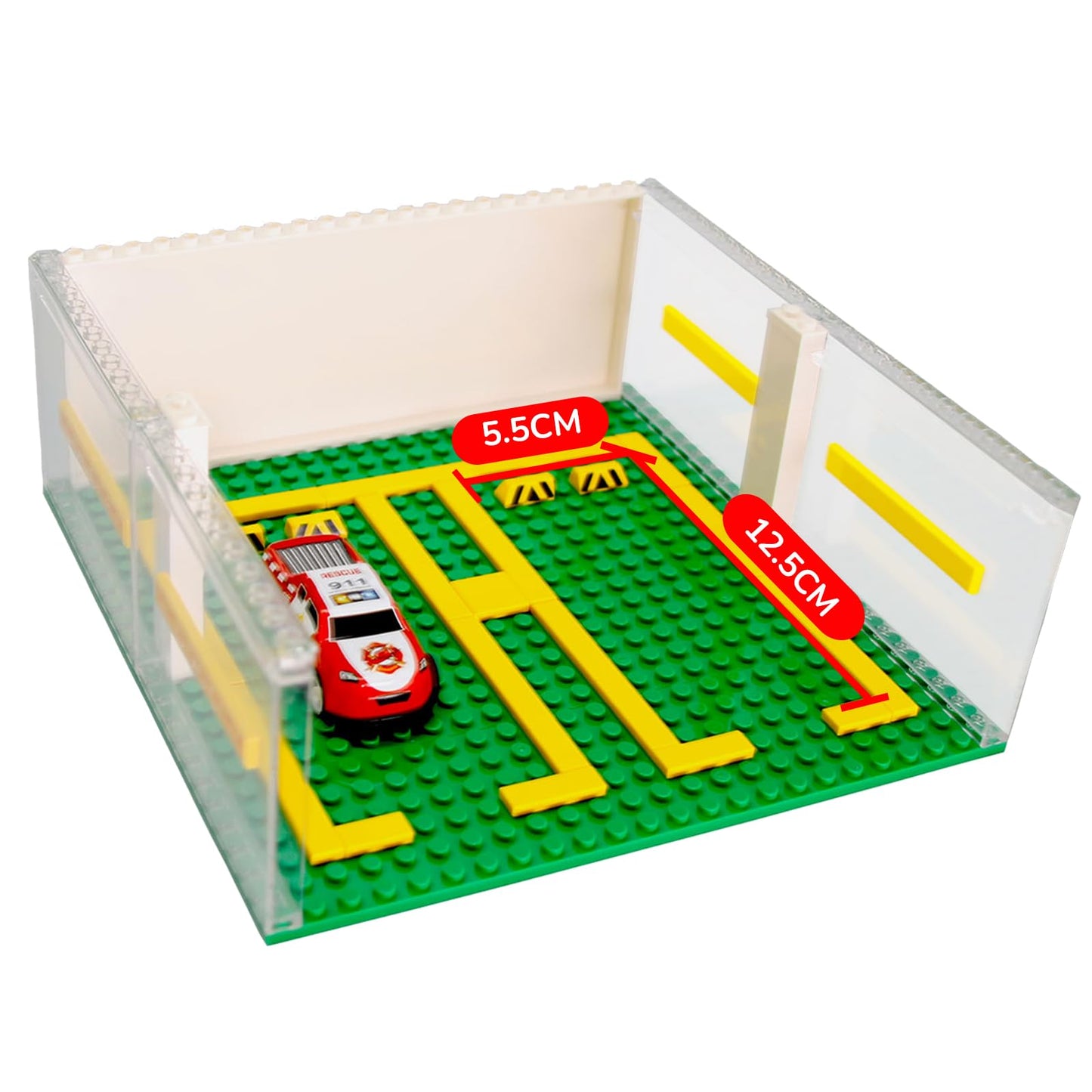 Cabeeskii Parking Garage Compatible Speed Champions Car, DIY 3-Layer Parking Display Case, 130PCS Modular Building Display Case Compatible with Sport Auto(Cars Not Included)