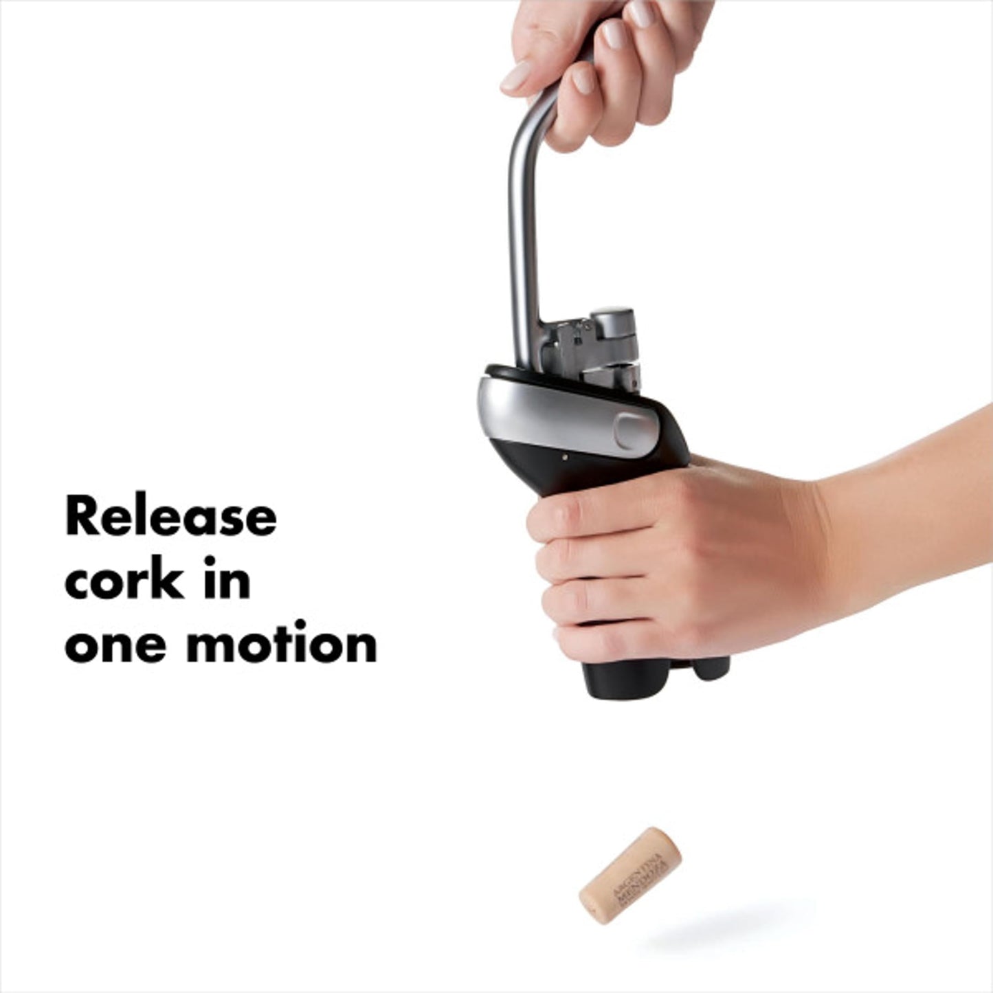 OXO 11147600 Steel Vertical Lever Corkscrew with Removable Foil Cutter, 2.1, Black/Silver