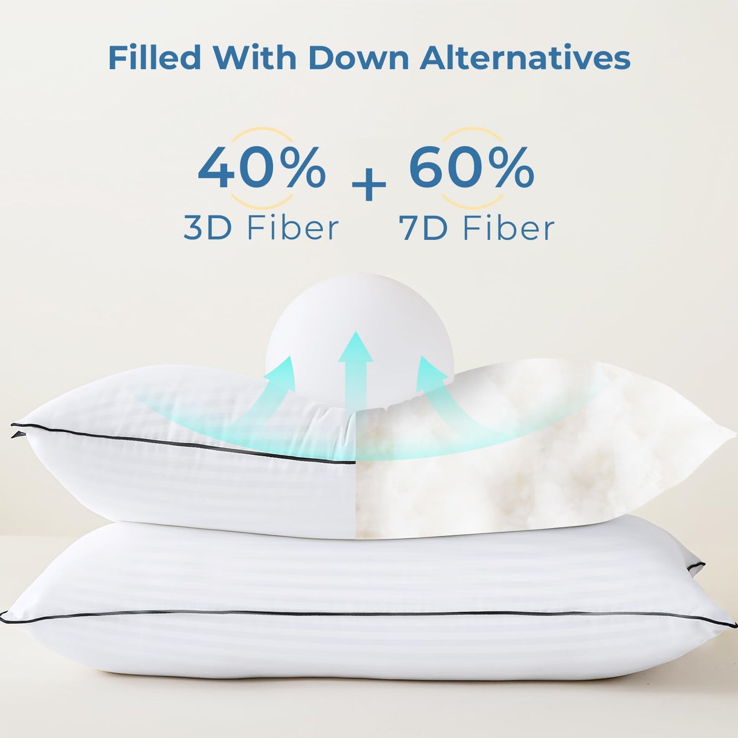 Pillows Standard Size Set of 4 - Bed Pillows for Sleeping 4 Pack, Cooling Supportive Hotel Pillows with Premium Soft Down Alternative Fill for Side Stomach and Back Sleepers