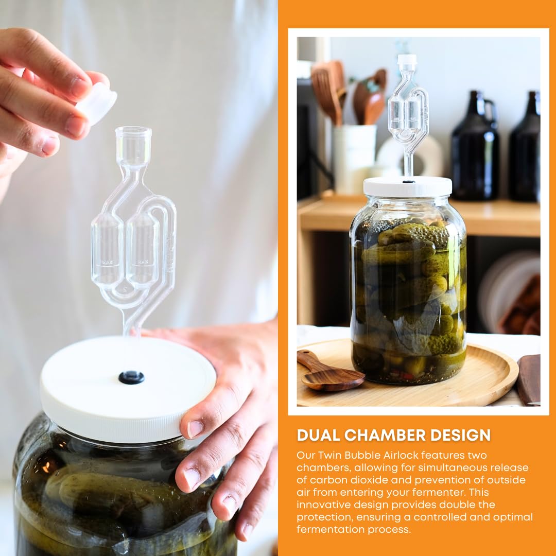 FastRack One gallon Wide Mouth Jar with Drilled Lid & Twin Bubble Airlock-Set of 2, multicolor (B01AKB4G9E)