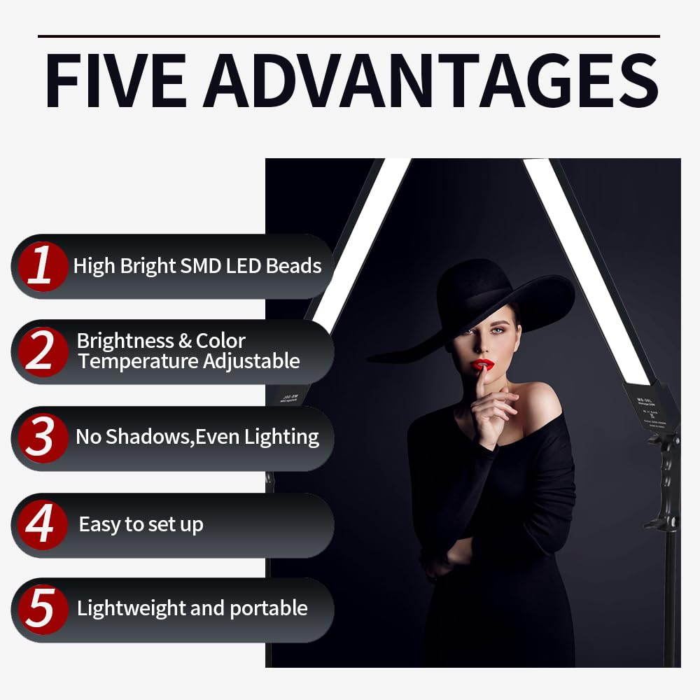 GSKAIWEN 2 Packs LED Photography Light 3200K-5500K Dimmable LED Video Light Photo Studio Light Kit with Tripod Stand Bag for Camera Video Studio YouTube Product Portrait Live Stream Shooting