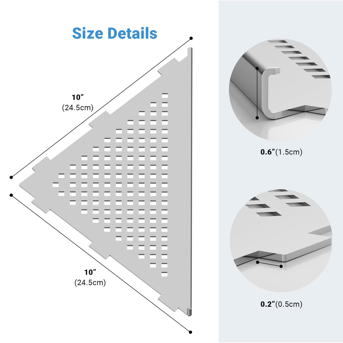 APPASO Corner Shower Shelves Recessed Corner Shelf Stainless Steel Bathroom Shelf Rack 10" for Tiled Wall, No Drilling Needed (Polished Chrome,2 Pack)