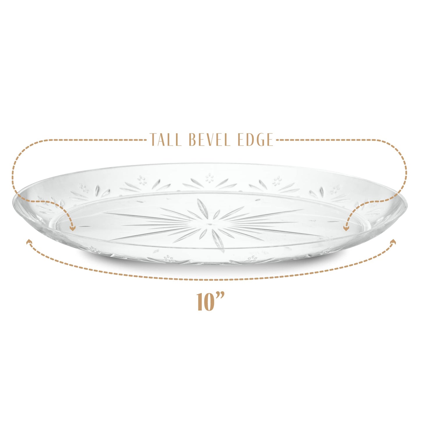 PLASTICPRO 10'' inch Premium Extra large Heavy Weight Crystal Clear Disposable Plastic Dinnerware Party Plates or Platter Pack of 40