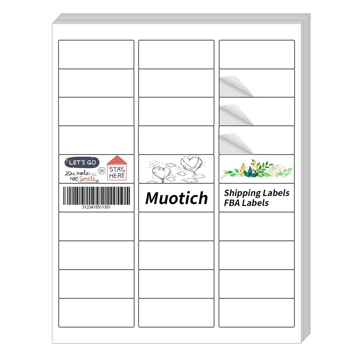 1" x 2-5/8" Address Labels, 500 Sheets 15000 Counts, 30-UP Barcode Labels Mailing Label for Inkjet & Laser Printers