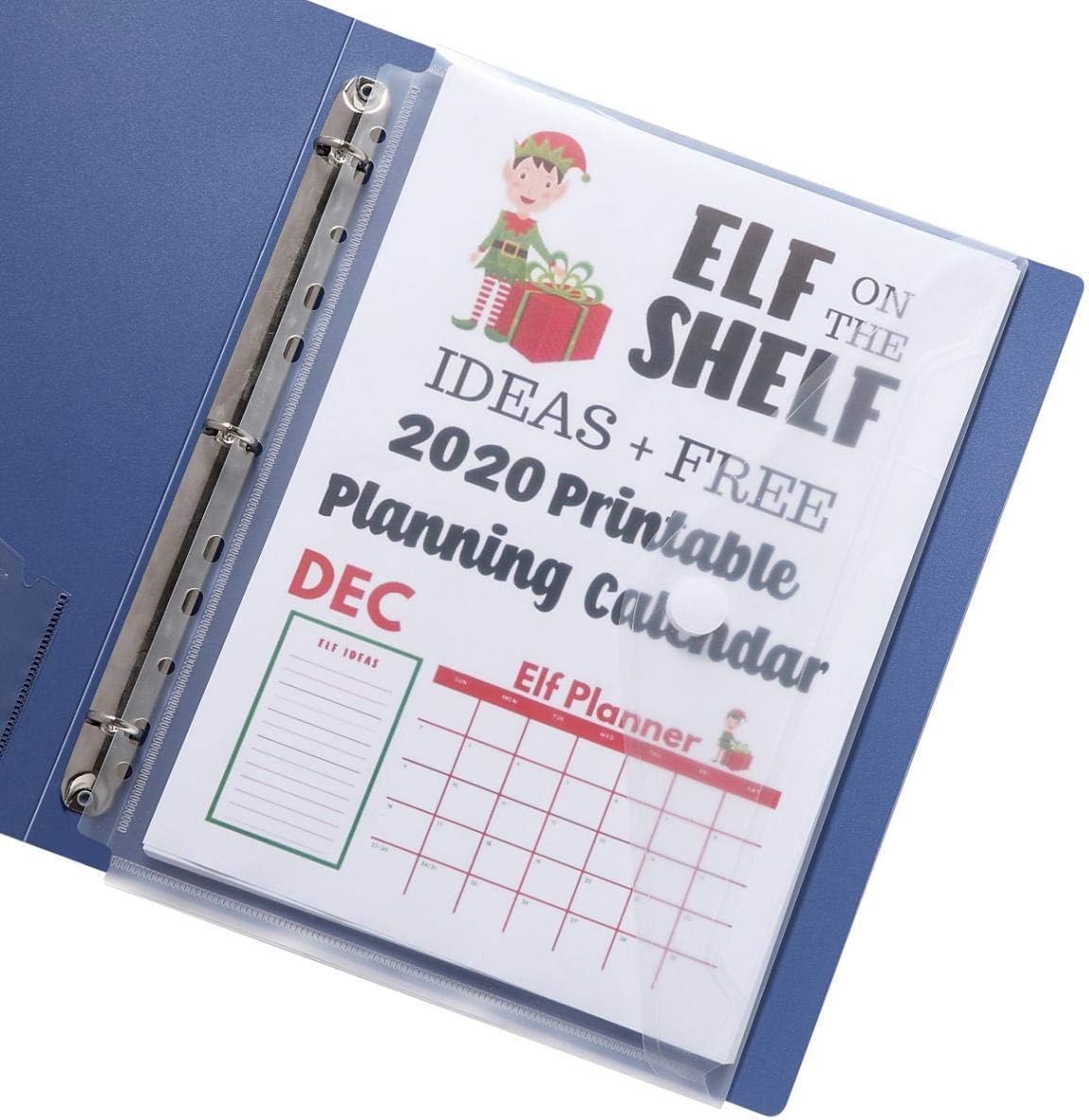 YoeeJob 11 Holes Clear Poly Envelope Binders Pocket Insert with Hook and Loop Closure Letter Size 30 Packs