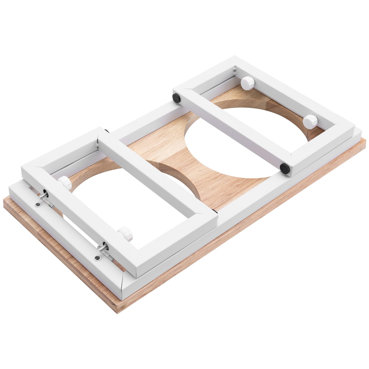 Navaris Large Pet Feeder with Foldable Legs - Raised Dog Bowls with Wooden Stand - Elevated Pet Dish for Dogs - Duo Dog Bowl Set with Stand - Medium & Large Size Dog - 27oz (800ml)