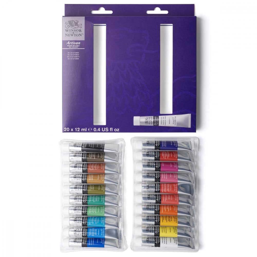 Winsor & Newton Artisan Water Mixable Oil Color Paint, 0.4-oz (12xml) Tubes, Set of 20