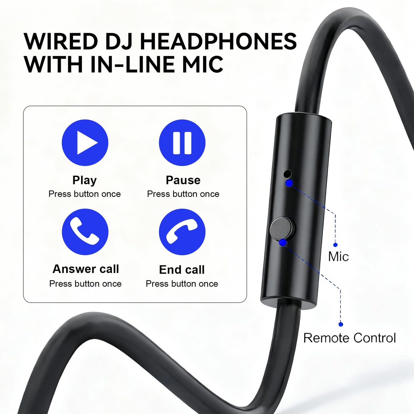 OneOdio Hi-Res Professional Studio DJ Headphones for Monitoring and Mixing Recording, Over Ear Headphones with 50mm Driver Unit with Detachable Cable