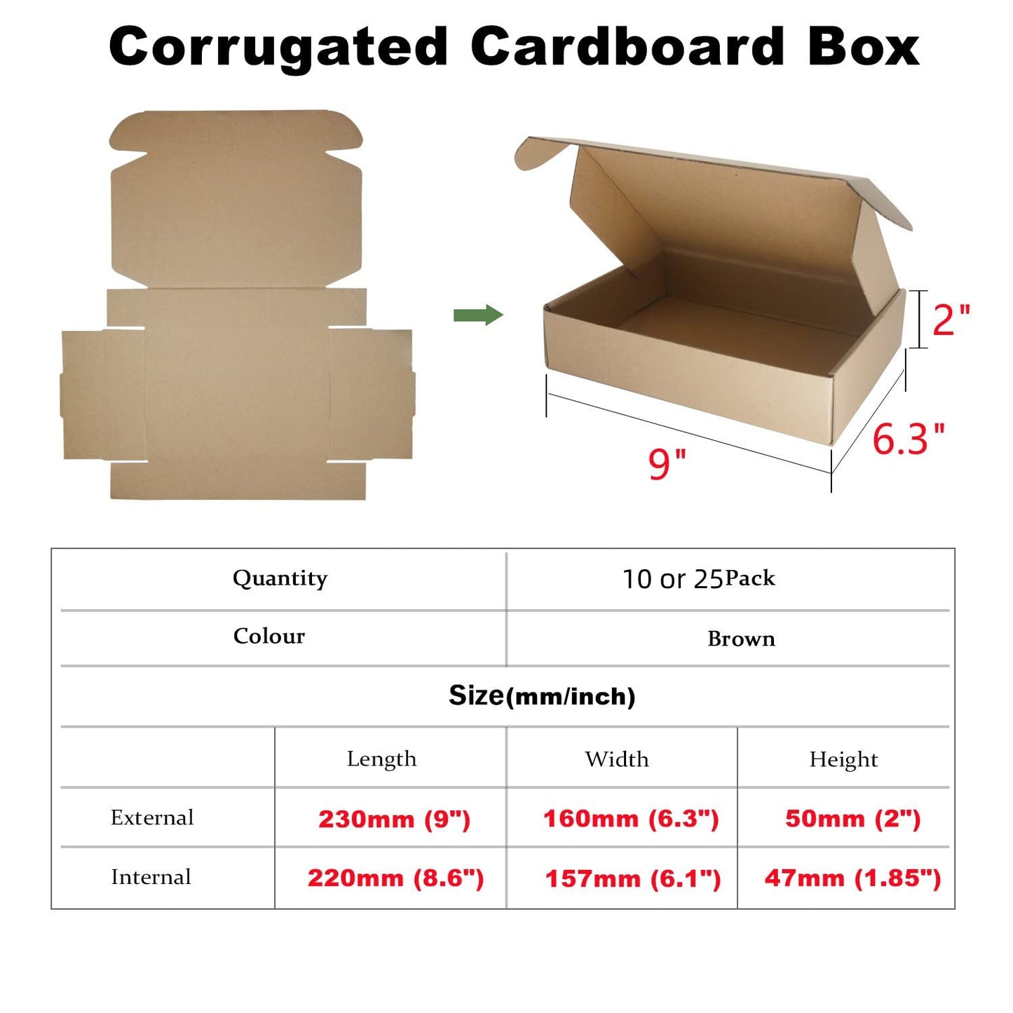A5 C5 Corrugated Cardboard Shipping Boxes, 230x160x50mm (9"x6.3"x2") Small Parcel Boxes, Packaging Mailing Boxes for Business, Posting, Small Packet Shipping, Storing or Gift(Pack of 25)