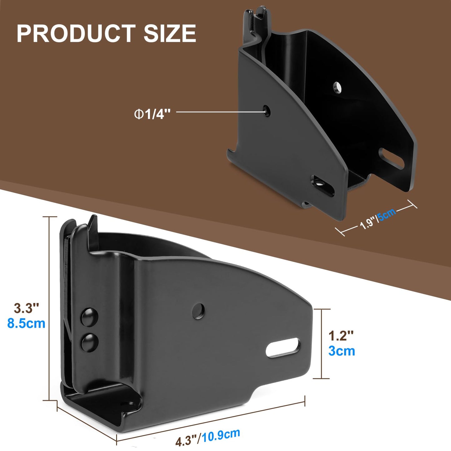 TENVONE 10 Pack Black E-Track Wood Beam End Socket, Fits 2x4 & 2x6, Zinc Plated Steel, Beam Mount, Shelf Brackets