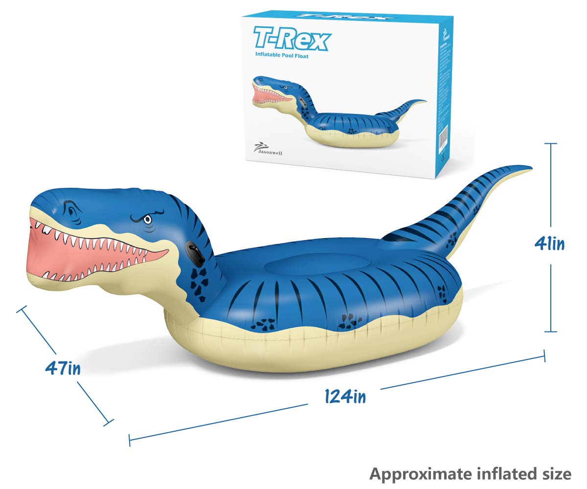 Jasonwell Inflatable Dinosaur Pool Float for Boys Girls Adults 124'' Giant T-Rex Floatie Summer Beach Swimming Pool Inflatables Ride on Party Pool Toys Raft Lounge Kids Tyrannosaurus Rex Toys