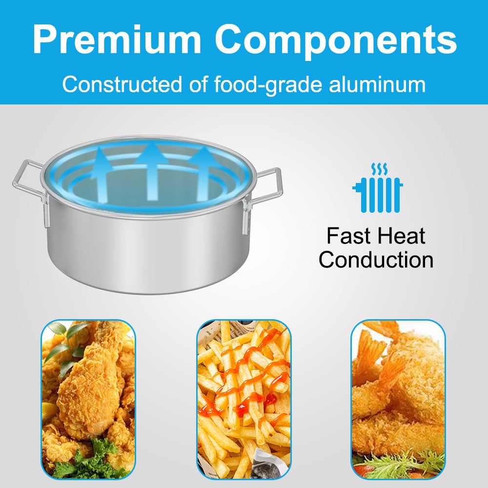 10QT Outdoor Fish Fryer Kit – Heavy-Duty Aluminum Pot & 6.7QT Basket, Propane Deep Fryer for Seafood, Turkey, Chicken & More