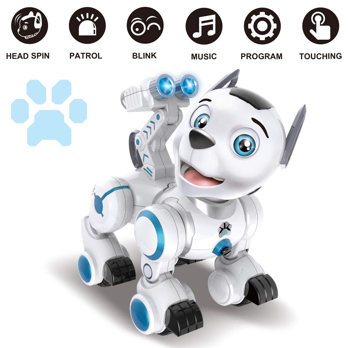 fisca Remote Control Robotic Dog RC Interactive Intelligent Smart Walking Dancing Programmable Robot Toys with Light and Sound for Kids Boys Girls