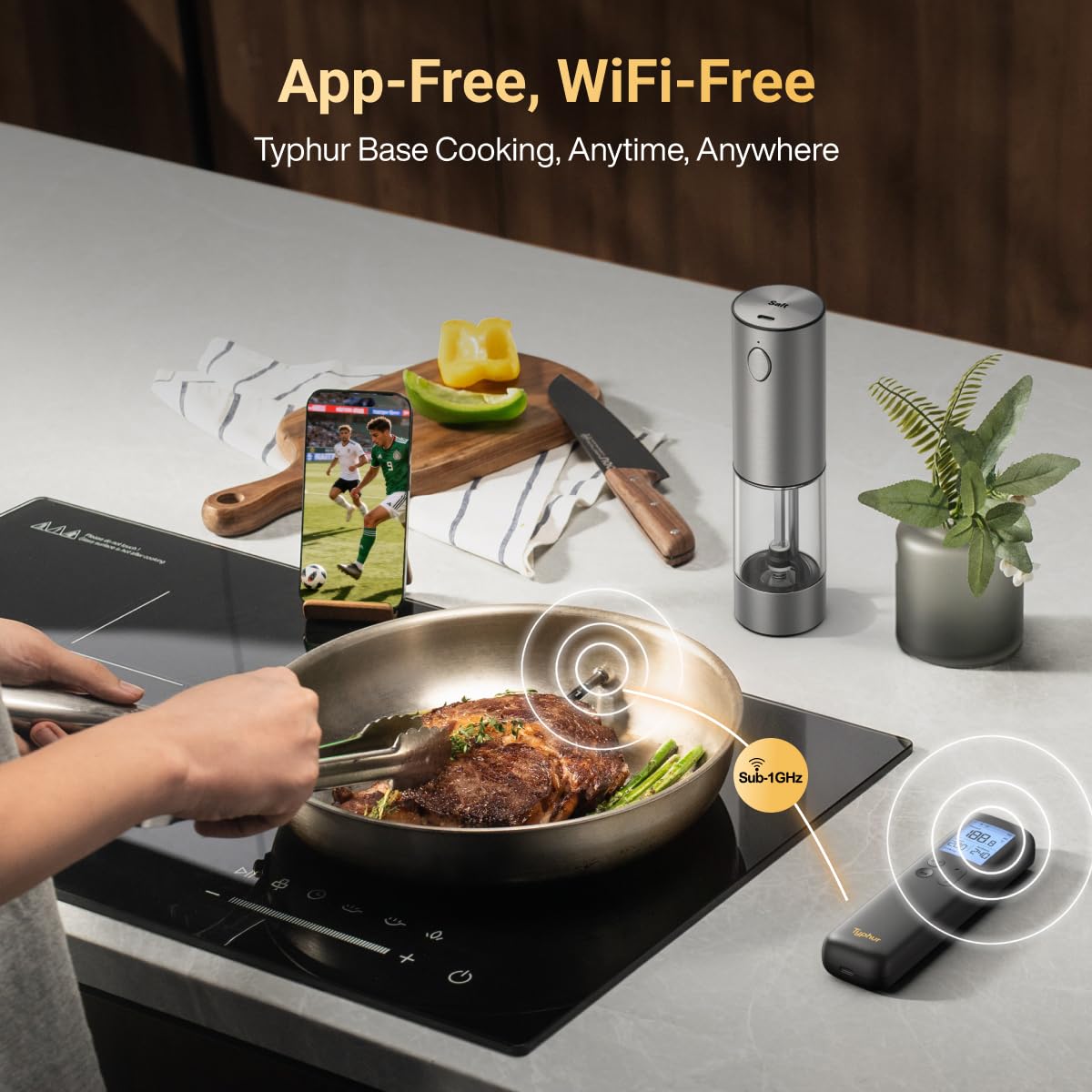 Typhur Sync Wireless Meat Thermometer Gen 2 with WiFi | Standalone Base and Control | Unlimited Range | Enhanced 10X Signal for Improved Stability | NIST Certified Accuracy | BBQ Oven Smoker Gril
