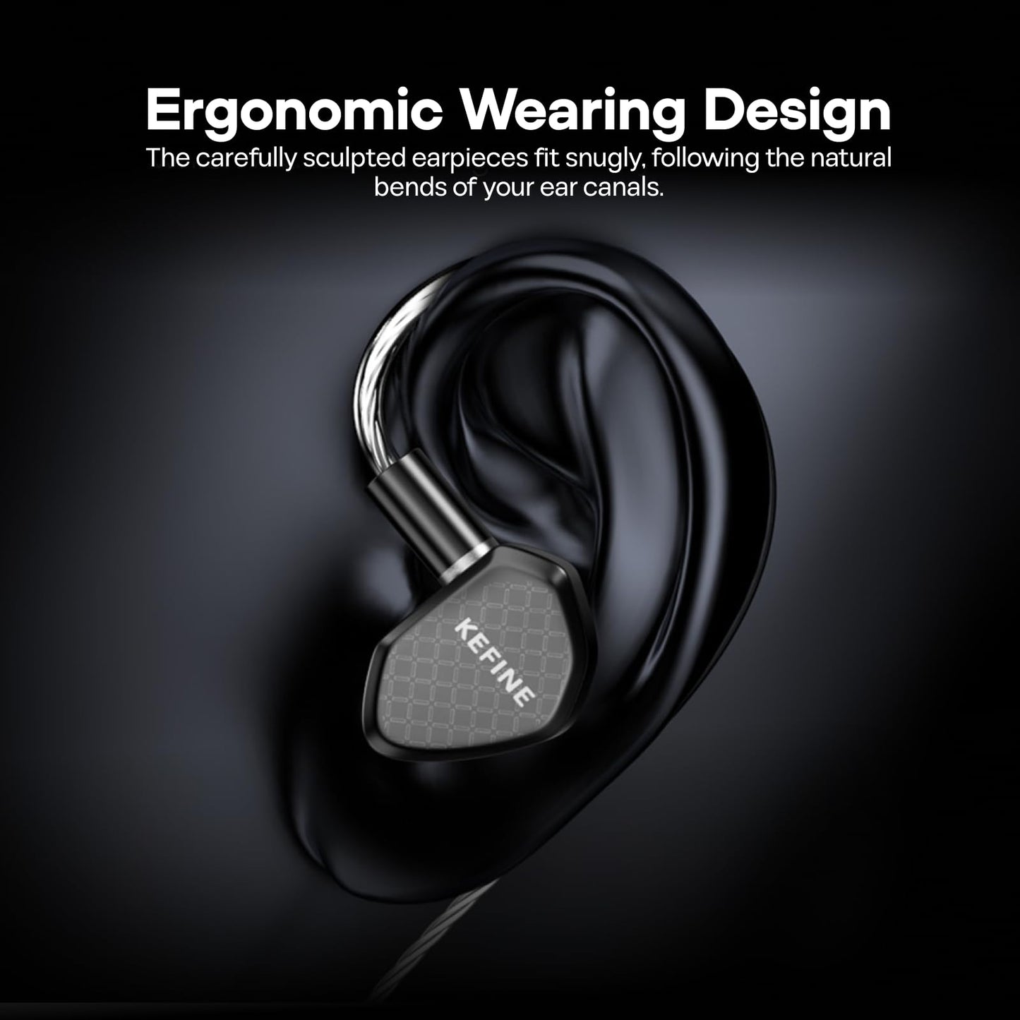 Linsoul Kefine Klean in Ear Monitor,10mm DLC Diaphragm Dynamic Driver HiFi Earphones,Wired Gaming Earbuds,Replaceable Nozzles,Detachable Silver-Plated Cable for Audiophile (No Mic 3.5mm)