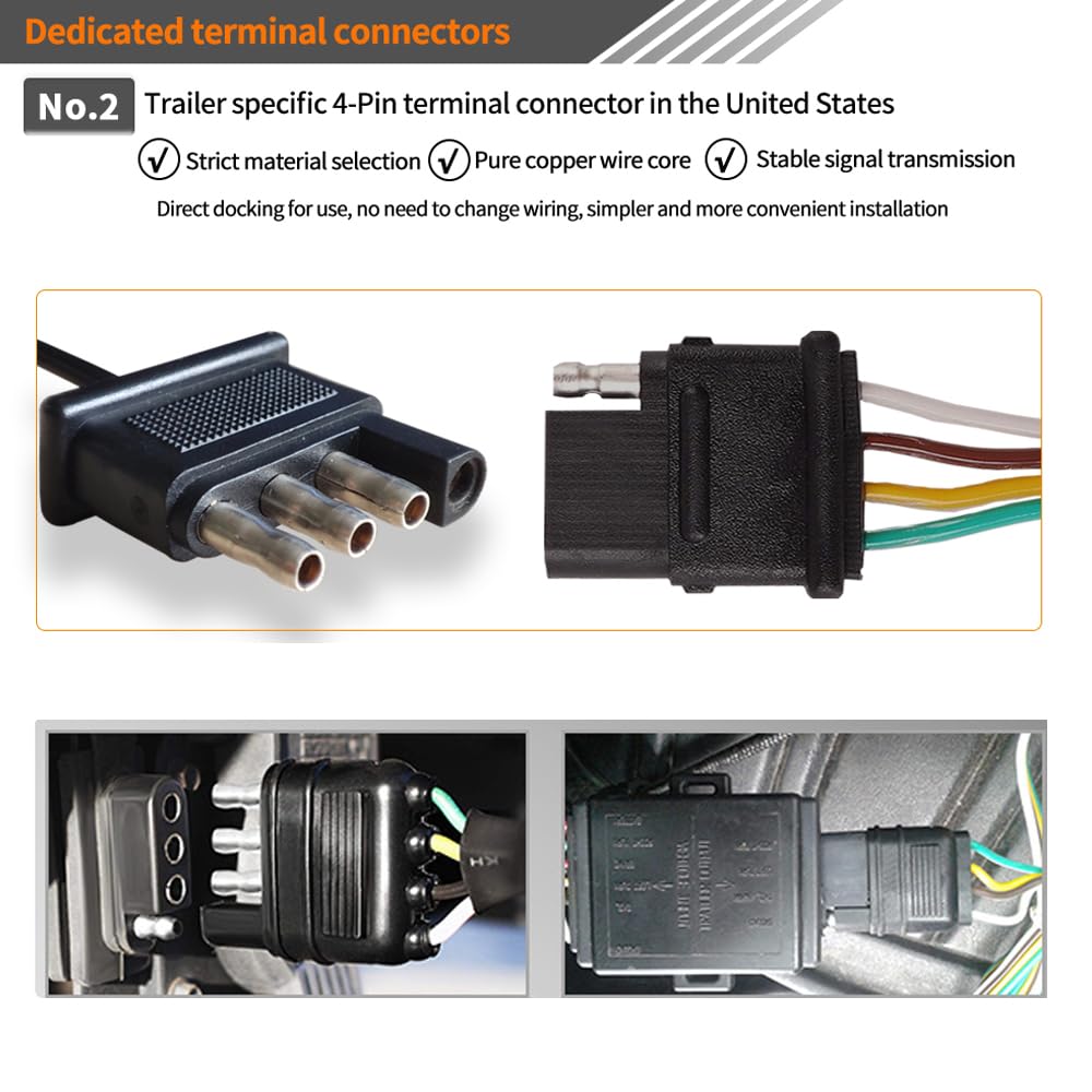 BlyilyB Oval Cargo Carrier Stop Turn Signals Tail Light Light Kit with Waterproof 4 Pin Grommets Wire Harness For Luggage Rack (Pack of 2)