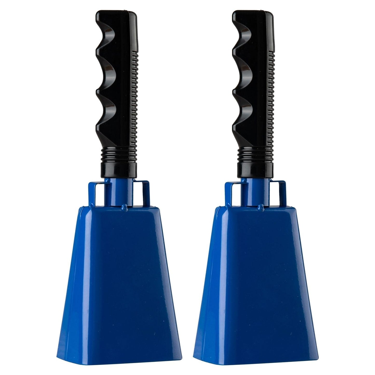 Cow Bell Noise Makers with Handle: Large Cowbells for Sporting Events Hand Percussion Instrument - 8 Inch 2 Pack Loud Cheering Bell for Football Games Graduation Party Farm (Blue)