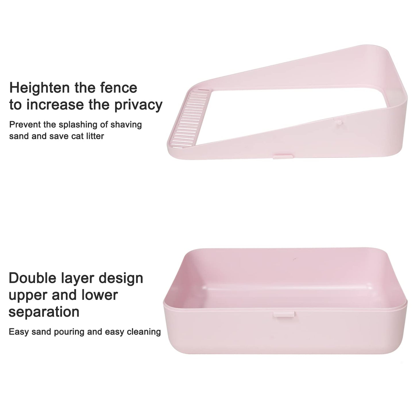 Sfozstra Open Litter Box - Prevent Sand Leakage, Durable High Side Sifting for Small Cats, Secure and Odor Control, Removable, Easy to Clean (Pink Small)