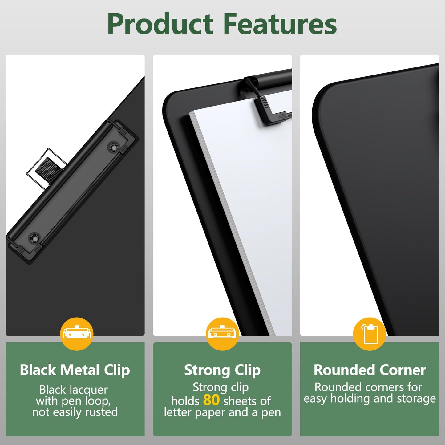 Juvealoe Black Clipboard with Pen Holder, 8.5 x 11 Plastic Clip Boards with Black Low Profile Clip, Letter Size for Classroom, Teacher, Students, School, Office Supply(Pack of 25)