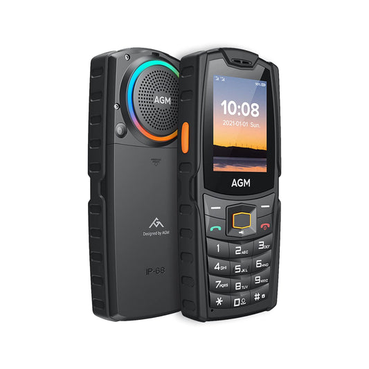 AGM M6 Rugged Phone, Basic Cell Phone, 4G Feature Phone w/LED Light, Simple Mobile Phones, Waterproof/Drop-Proof, Large Buttons | Large Font, 109dB Powerful Speaker, Dual SIM Cards, 48+128MB, 2500mAh