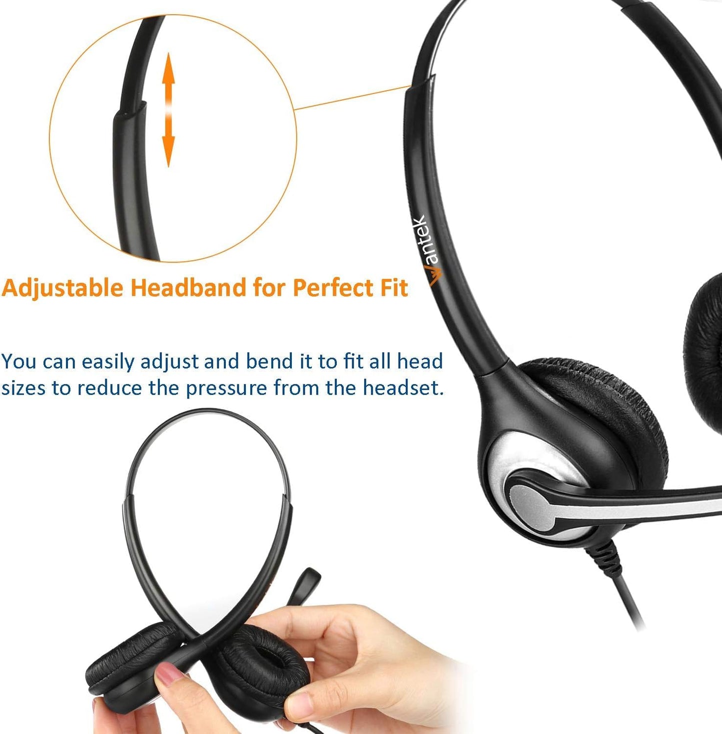 Wantek Corded Telephone Headset Mono with Noise Canceling Mic for ShoreTel Plantronics Polycom Zultys Toshiba NEC Dterm Nortel Norstar Meridian Siemens ROLM Packet8 Landline Deskphones (F600S2)