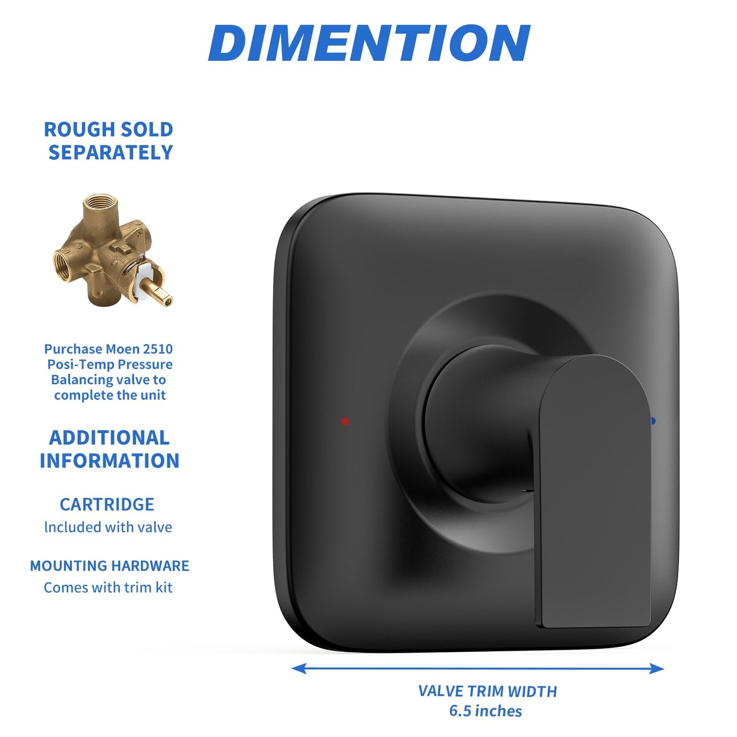 T2471BL Genta LX Pressure-Balancing Modern Trim, Matte Black Shower Trim Kit, Compatible wtih Posi-Temp Valve