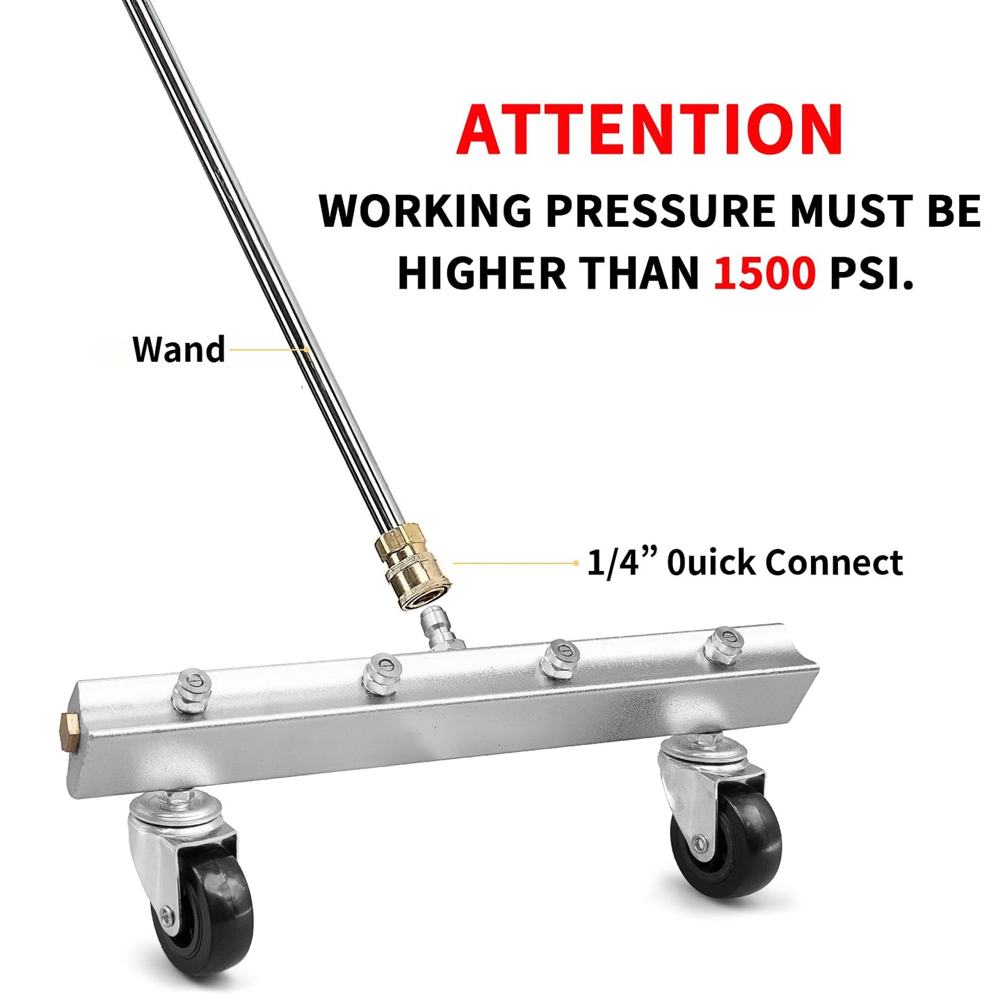 Pressure Washer Undercarriage Cleaner, 13 inch Car Underbody Washer Under Car Power Washer with 5 Quick Connect Nozzles, Swivel Wheel & 2 Extension Wand, 4000 PSI(Silver)