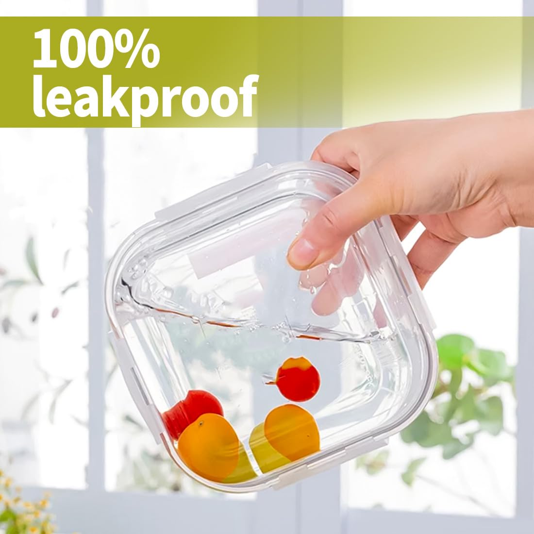 R.repad yay 16oz Square Glass Food Storage Containers With Lids, 2 Cup Square Glass Food Containers With Lids, BPA free Small Meal Prep Bowls for leftovers, Dishwasher, Freezer Safe (8Pack)