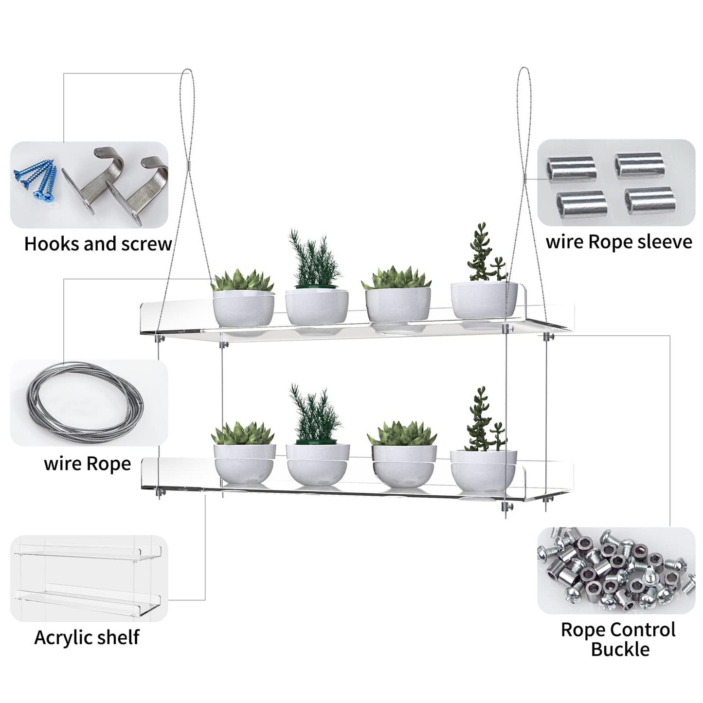 Clear Hanging Window Plant Shelves,Indoor Windows Wall Hanging Plant Stand Flower Display,Flower Pot Organizer Storage for Window Grow Herbs,Microgreens,Succulents,Flower