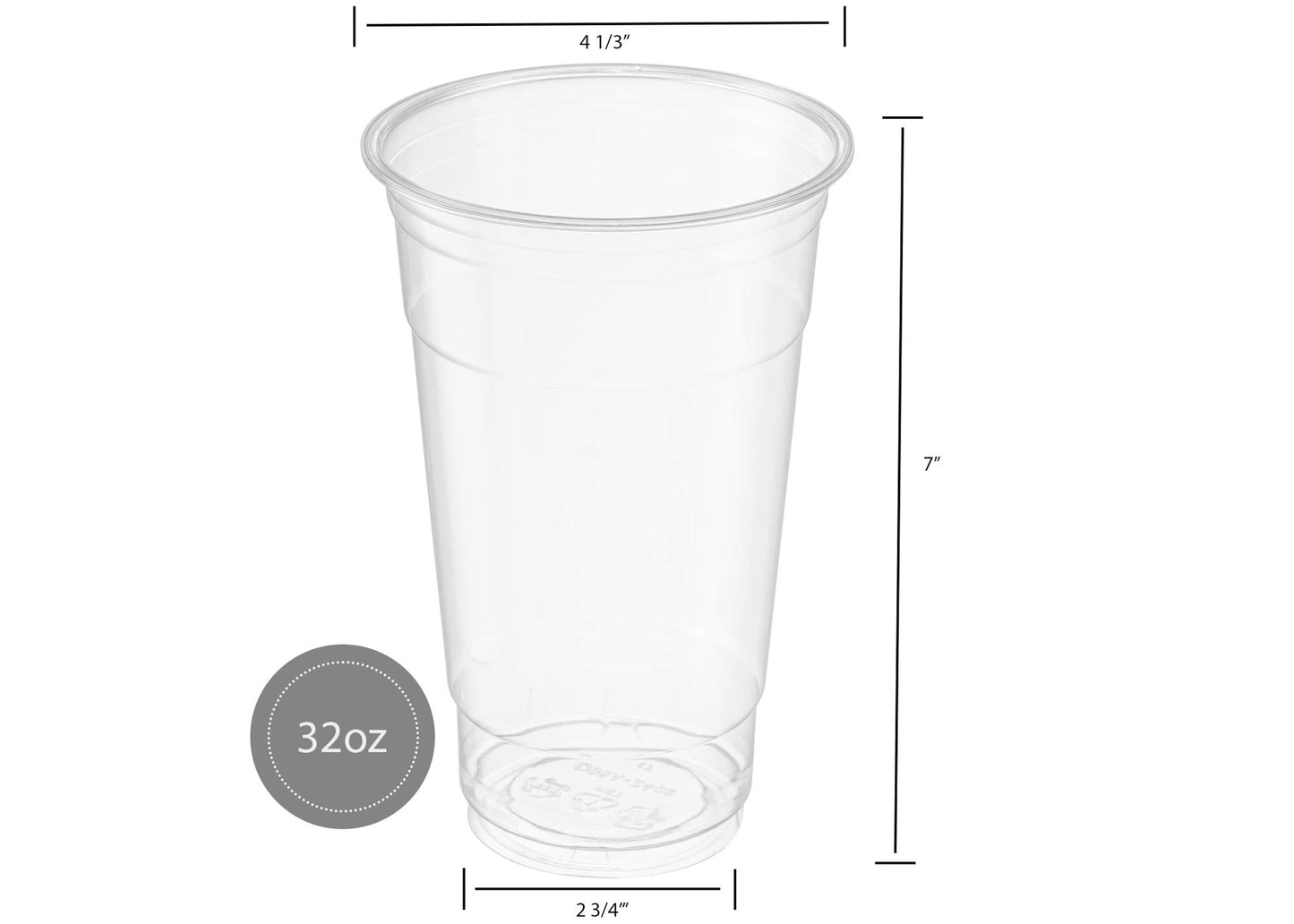 Crystal Clear PET Cups for Iced Coffee,Milkshake, Cold Drinks, Slush, Smoothy's, Slurpee, Ice cream, Dessert, Party's, Plastic Disposable Cups (50, 32 oz)