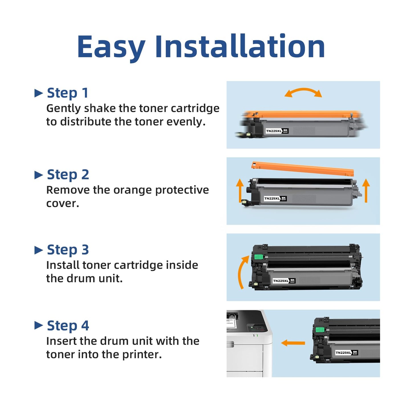 TN229XL Black Toner Cartridge Replacement for TN229XL TN229BK TN229 XL TN-229BK Work with MFC-L3780CDW MFC-L3720CDW HL-L3220CDW HL-L3280CDW Printer Toner (1Black, High Yield)