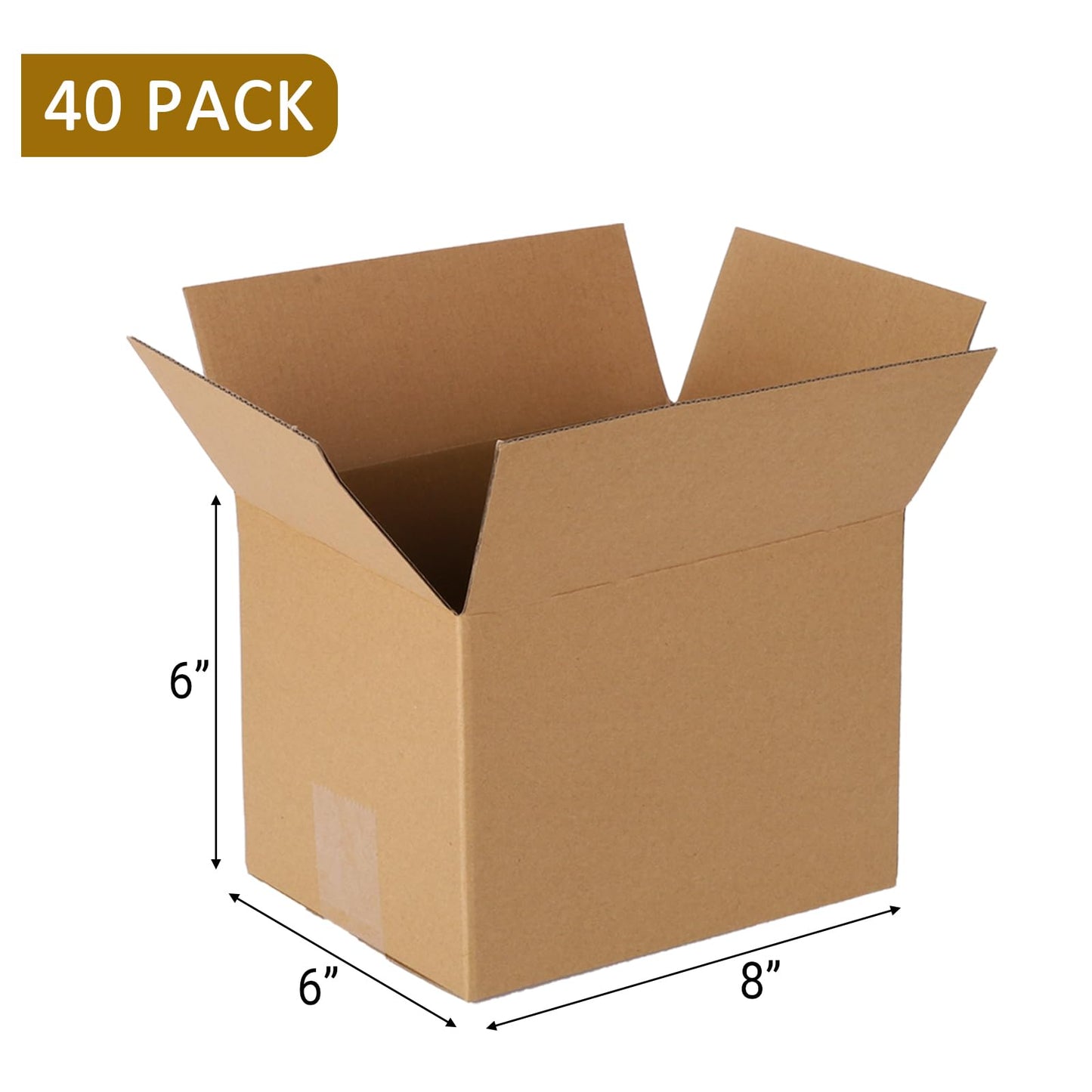 zmybcpack 40 pack 8x6x6 inch Shipping Boxes, Corrugated Cardboard Mailer Shipping Boxes, Kraft Cardboard Mailing Packing Boxes Bulk for Packaging, Mailing, Storage, Small Business