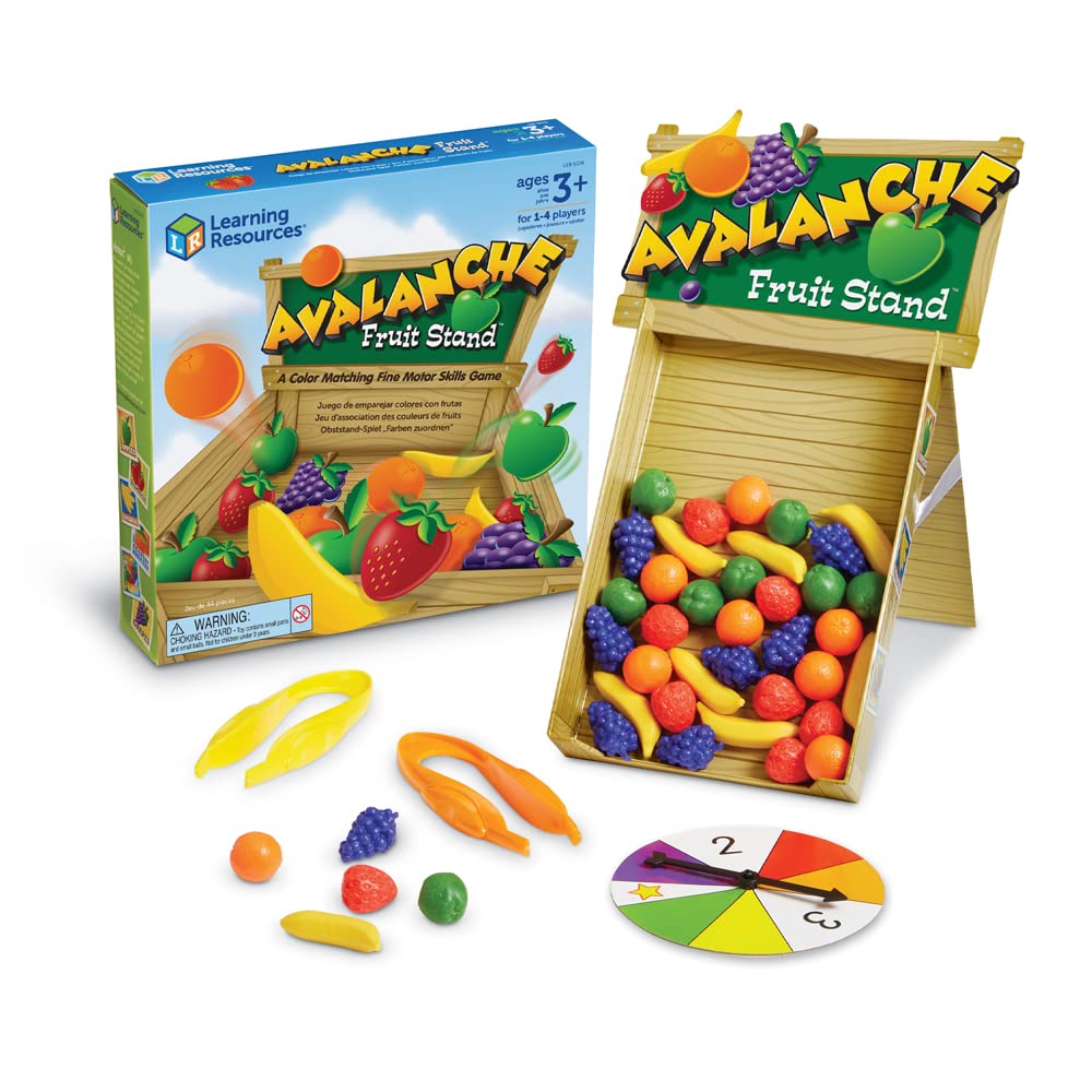 Learning Resources Avalanche Fruit Stand, Fine Motor/Grip Game, 42 Piece Set, Ages 3+ (LER5070)