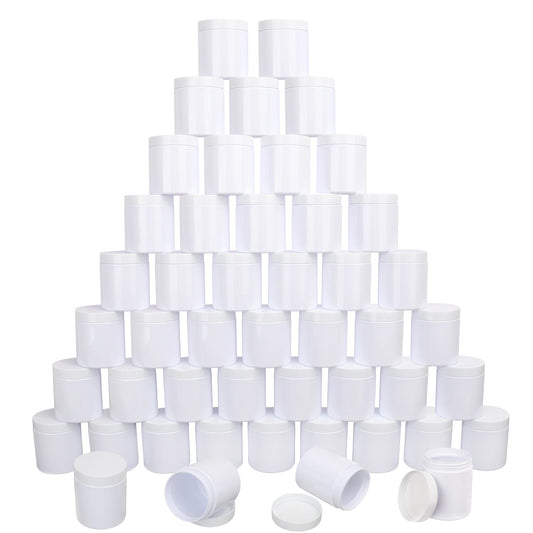 48 Packs 8.8oz (250 ml) Plastic White Jars with Lids, Cosmetic Containers jars with Wide-Mouth for slime, beads, rhinestones, sequins Cosmetics, Lotion, Cream, Ointments and More by KUKLIPJIM.