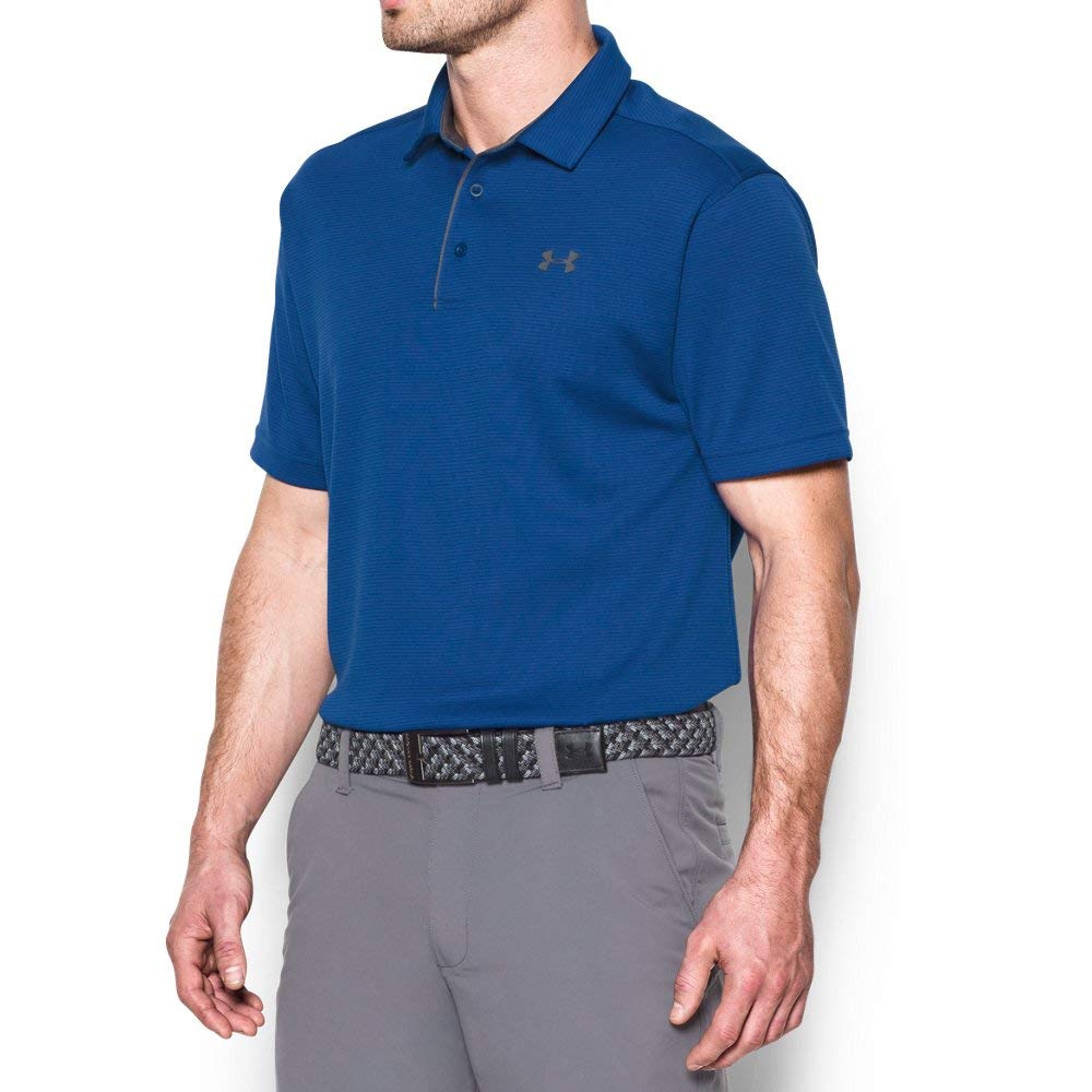 UNDER ARMOUR mens Tech Golf Polo ,Cruise Blue (899)/Pitch Gray, Large
