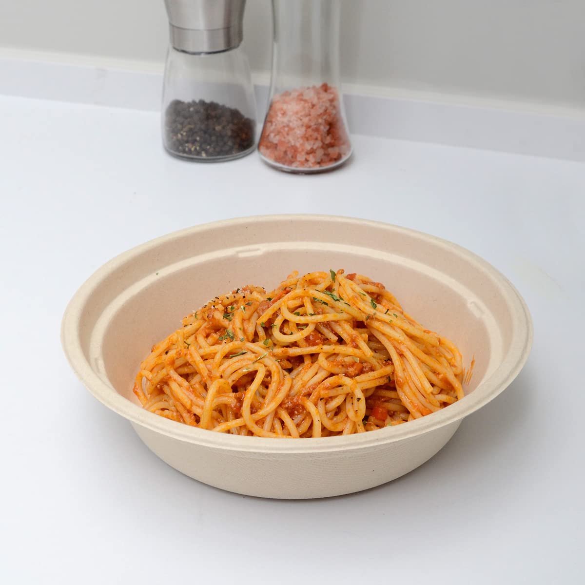 bloomoon 100 Pack 32 oz Large Round Paper Bowls for Salad, Pasta, Burrito, Lunch and Snack, Heavy Duty 32 oz Disposable Bowls for Party and Catering