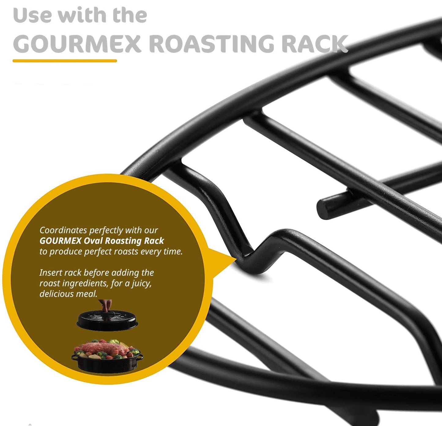 GOURMEX 22lb Oval Black Ceramic Enamel Coated Roasting Pan | Dutch Oven Pot With Lid | Dishwasher Safe, Oven Safe, Freezer Safe | Ideal For Chicken, Turkey Roasting Pan