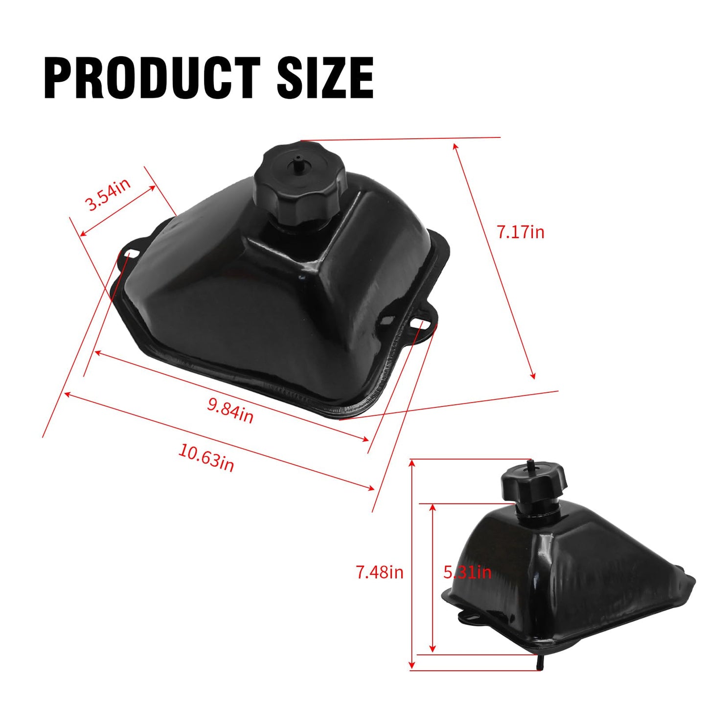 Metal Gas Fuel Petrol Tank Fit for 50cc 70cc 90cc 110cc 125cc ATV Quad 4 Wheel, Replacement for Yamoto Roketa TaoTao Sunl Jetmoto etc