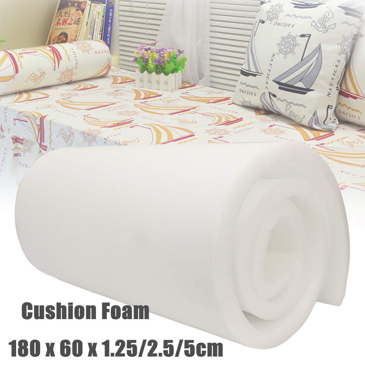 Cozylkx Upholstery Foam, 0.5" H x 24" W x 71" L High Density Seat Cushion Foam for Foam Padding, Seat Replacement, Upholstery Sheet, White