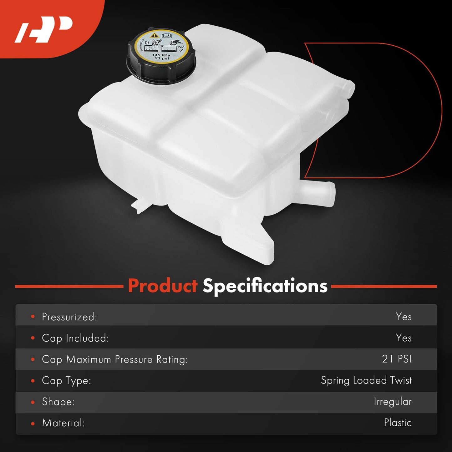 A-Premium Front Engine Coolant Recovery Reservoir Tank [with Cap] Compatible with Ford Vehicles - 2013-2018 C-Max, 2013-2016 Escape, 2012-2018 Focus & 2014-2016 Transit Connect
