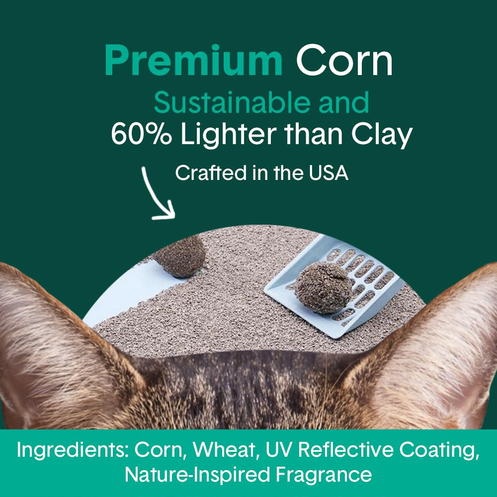Boxie® Glo™ Natural Attractions 30 Day Odor Control Clumping Corn Cat & Kitty Litter, 6.5 lb, 99.9% Dust-Free, Plant-Based, Lightweight, Strong Clumping, UV Light Attractant for Litter Box Use