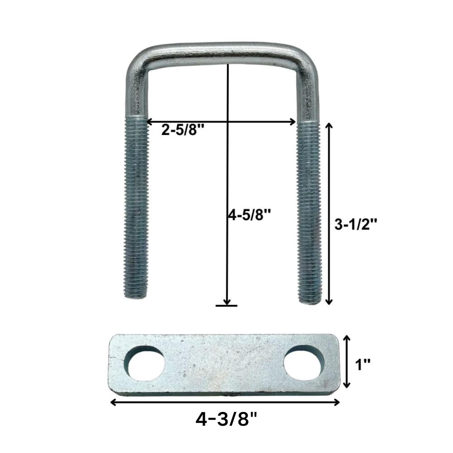 4 Pack Square U-Bolt for Trailer - Fits 2.5 Inch Wide Leaf Springs, Galvanized Steel Clamp Set, Secure Fit for Truck, Boat and Trailers