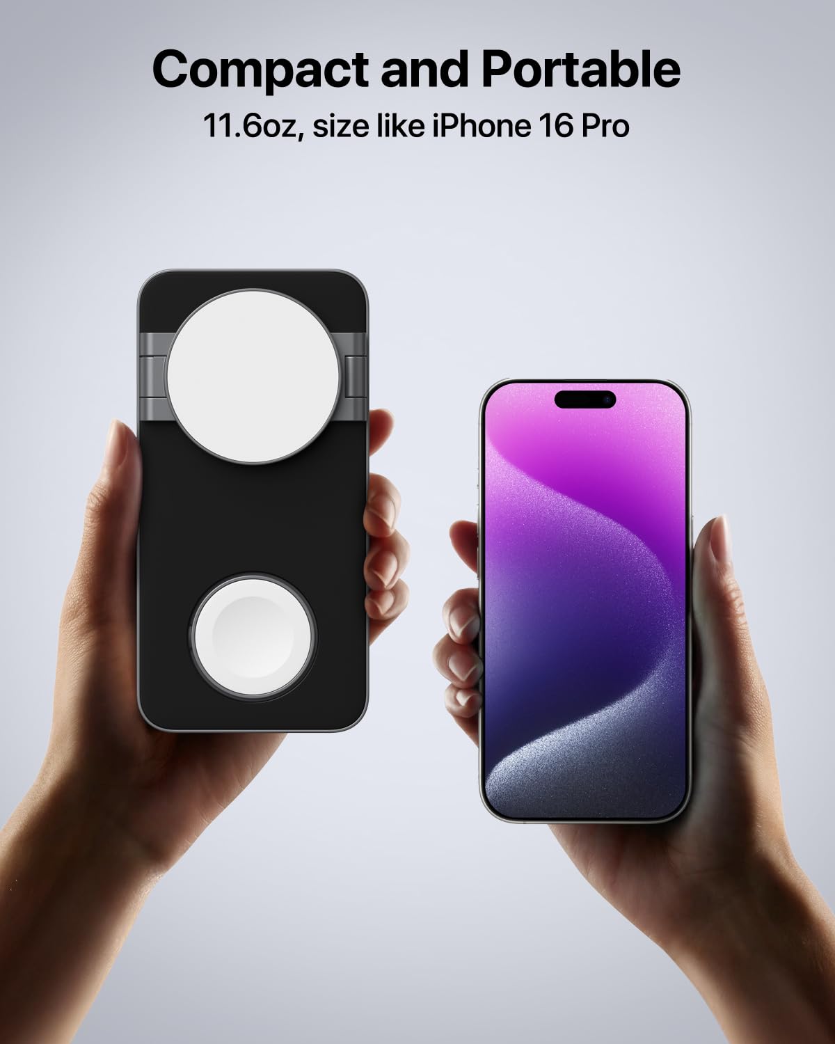 3 in 1 Wireless Charging Station, Magnetic Foldable Fast Mag-Safe Charger Stand Compatible with Apple iPhone Air/17/16/15/14/13/12, Apple Watch Ultra/SE/10/9/8/7/6/5/4, AirPods Pro/3/2 (Black+White)