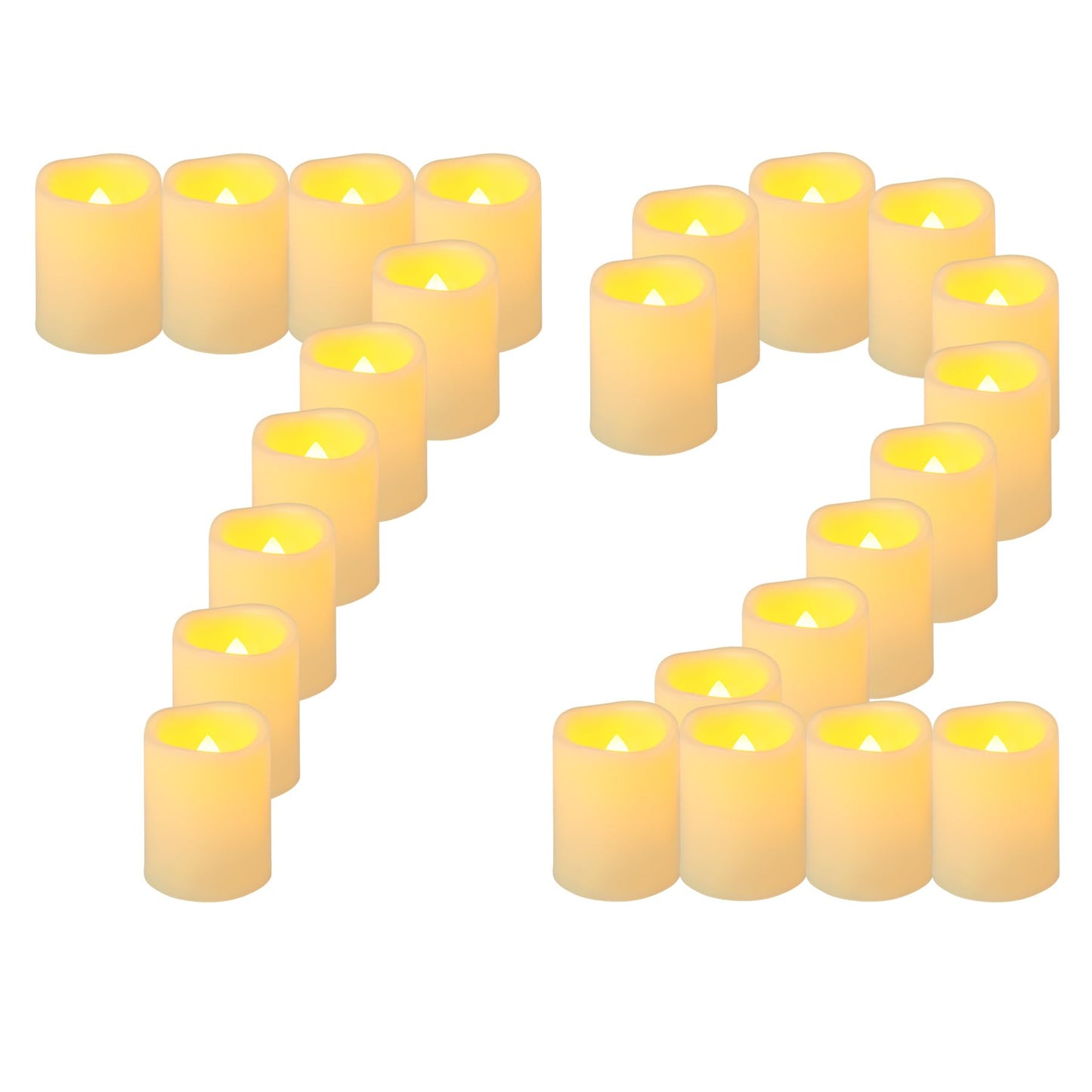Yakpo 72 Pack 5cm Flameless Flickering Votive Candles Battery Operated, LED Fake Votive Tea Lights, Electric Flicker Tealight Candles Bulk for Outdoor Patio Halloween Party Wedding Table Decorations