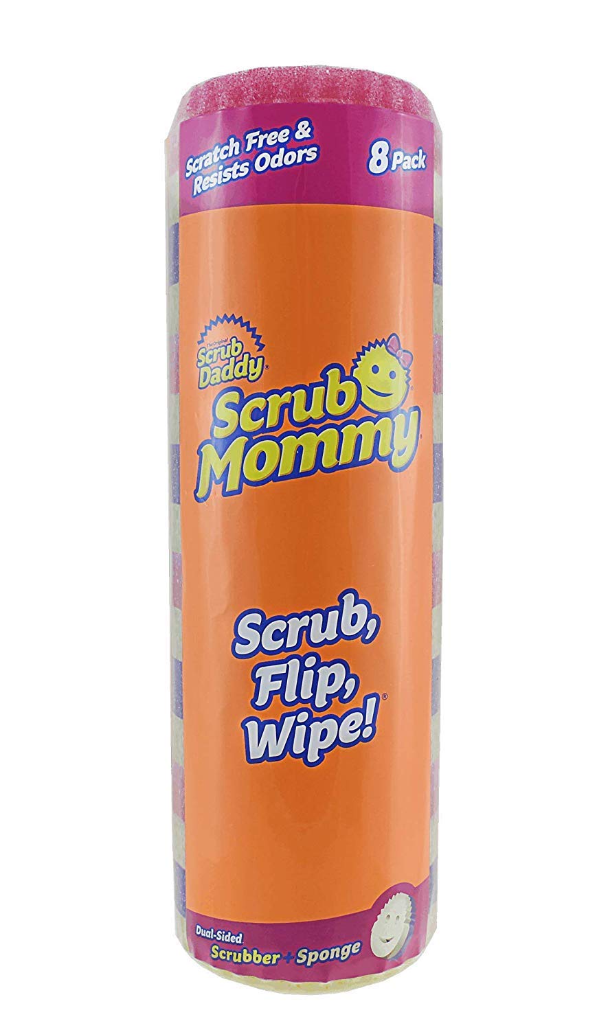 Scrub Daddy - Scrub Mommy Dual-Sided Scrubber and Sponge - Scratch Free & Resists Odors - 8 Count